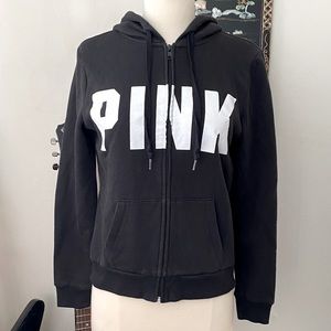 Victoria’s Secret PINK Black Hooded Sweatshirt. Size XS.